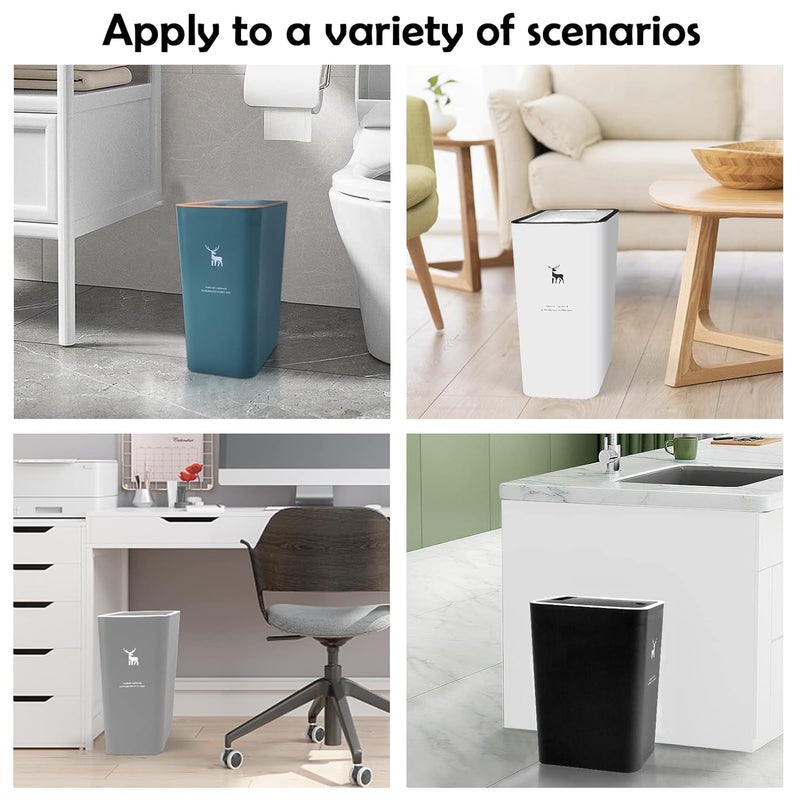XPIY Trash Can with Lid, 2 Pack 4 Gallons/15 Liters Garbage Can with Press Top, Small Trash Can Dog Proof, Plastic Trash Bin, Waste Basket for Bathroom|Kitchen|Bedroom|Office (2, White) - Image 5